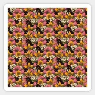 Cats in a Field of Flowers Pattern by Tobe Fonseca Sticker